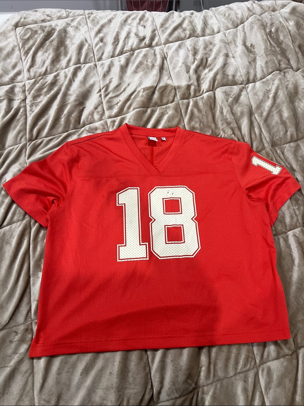 TNA Red Mesh Jersey Top with White Number 18